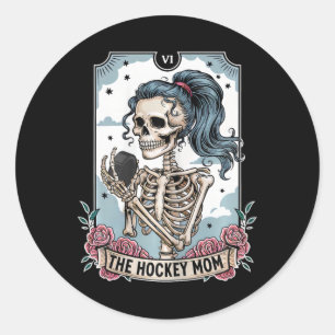 Hockey Moeder Tarotkaart Skelet Hockey Moeder Moed Ronde Sticker