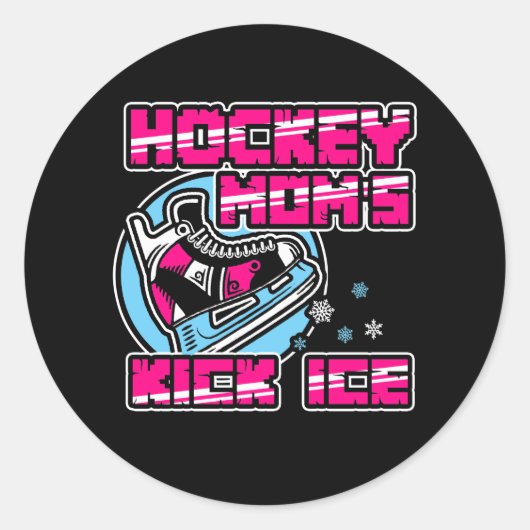 Hockey Moms Kick Ice Ronde Sticker (Voorkant)
