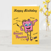 Hockey Monster Roze Wenskaart Kaart (Gele Bloem)