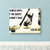Hockey Motivation je bent 100% van de schoenen kwi Canvas Afdruk (Insitu (Houten vloer))