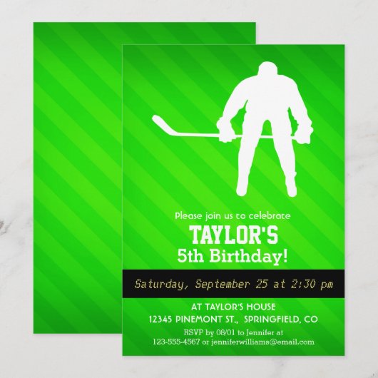 Hockey; Neon Green Stripes Kaart (Voorkant / Achterkant)