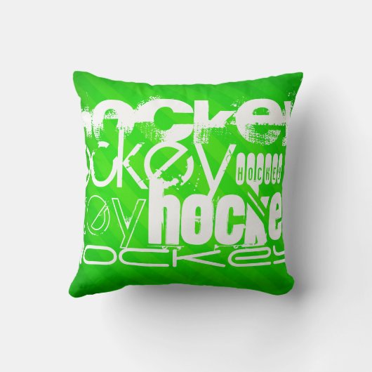 Hockey; Neon Green Stripes Kussen (Achterkant)