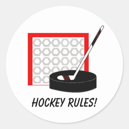 Hockey Net, Stick en Puck Ronde Sticker (Voorkant)
