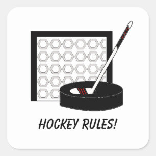 Hockey Net, Stick en Puck Vierkante Sticker