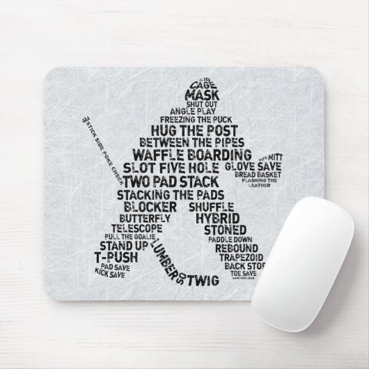 Hockey Netminder Word Art Mousemat Muismat (Met muis)