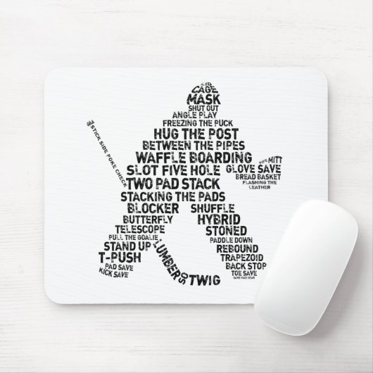 Hockey Netminder Word Art Muismat (Met muis)