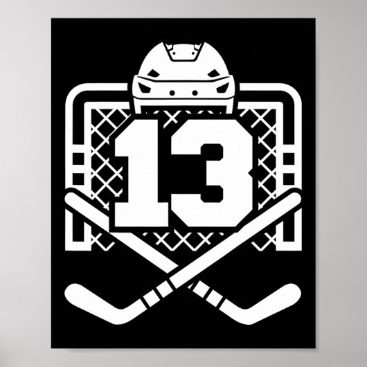 Hockey Number 13 Jersey Funny Hockey Player Game D Poster (Voorkant)