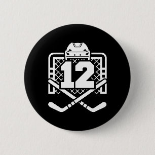 Hockey Nummer 12 Shirt Grappige Hockeyspeler Spel  Ronde Button 5,7 Cm