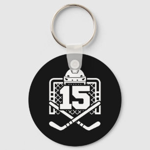 Hockey Nummer 15 Shirt Grappige Hockey Speler Spel Sleutelhanger