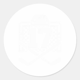 Hockey Nummer 17 Shirt Grappige Hockeyspeler Spel Ronde Sticker