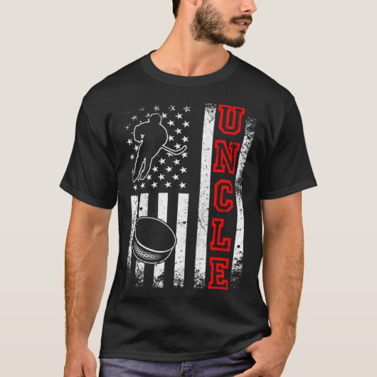 Hockey oom Amerikaanse vlag hockey T-shirt (Voorkant)