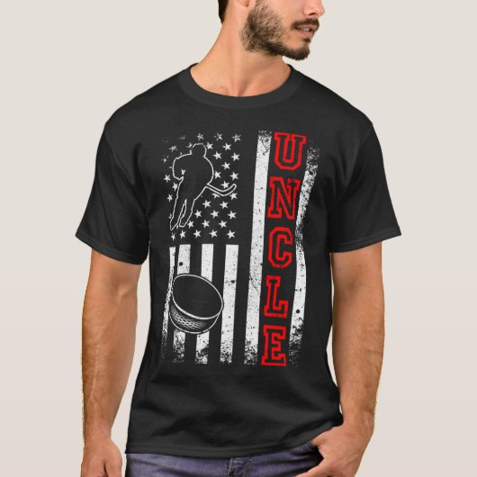 Hockey oom Amerikaanse vlag hockey T-shirt (Voorkant)