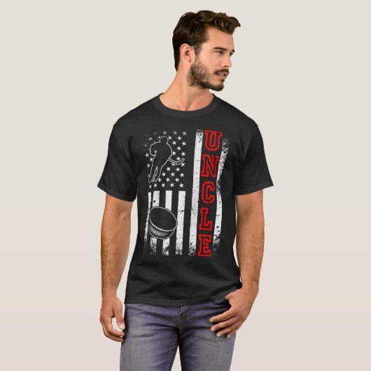 Hockey oom Amerikaanse vlag hockey T-shirt (Voorkant volledig)