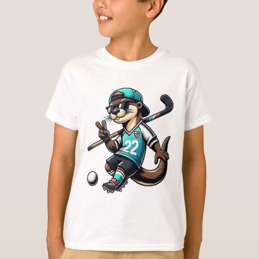 Hockey Otter With Stick Peace Sign Sungles 22 Masc T-shirt (Voorkant)