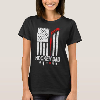 Hockey Pap Papa Pucking Amerikaanse vlag Father Da T-shirt