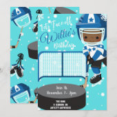 Hockey Party Birthday Invitation Kaart (Voorkant / Achterkant)
