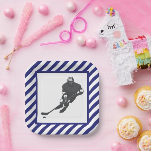 Hockey Party Blauw Papieren Bordje (Feest)