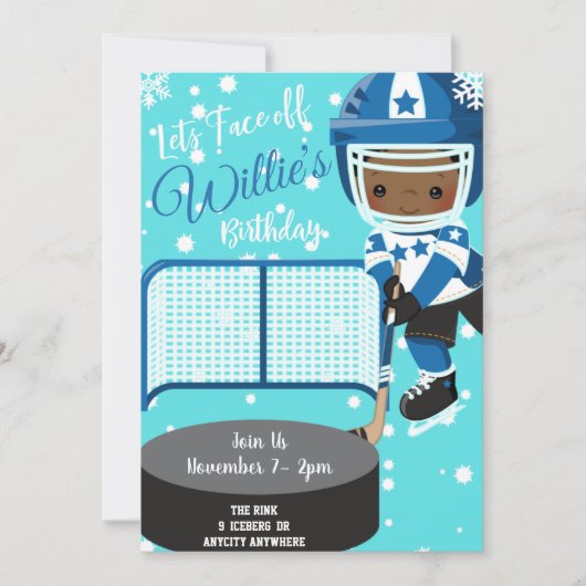 Hockey Party Informal Birthday Invitation Kaart (Voorkant)