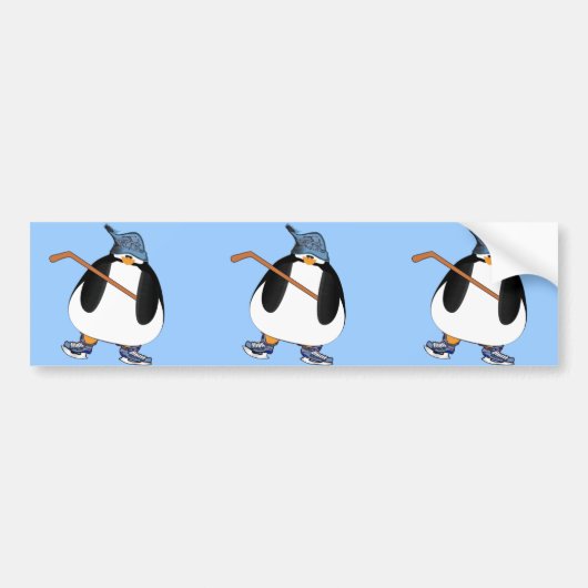 Hockey Penguin Bumpersticker (Voorkant)