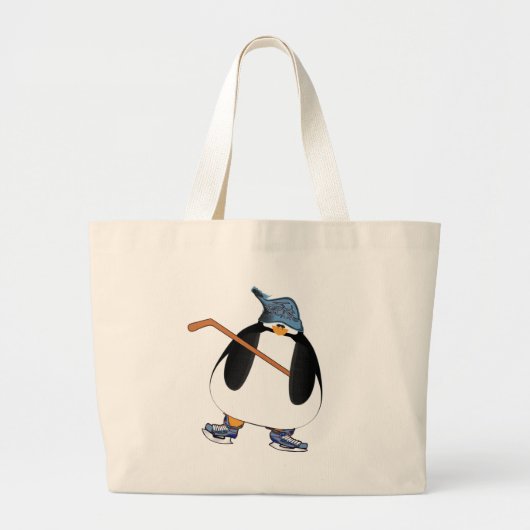 Hockey Penguin Grote Tote Bag (Voorkant)