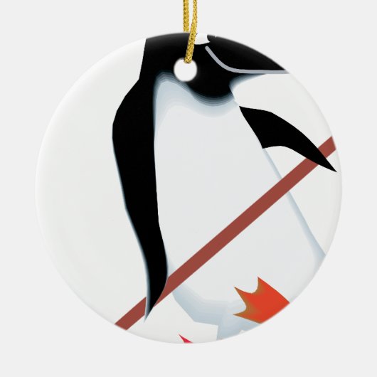 Hockey penguin keramisch ornament (Voorkant)