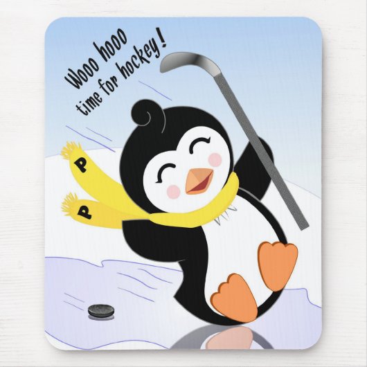 Hockey Penguin Mousepad Muismat (Voorkant)