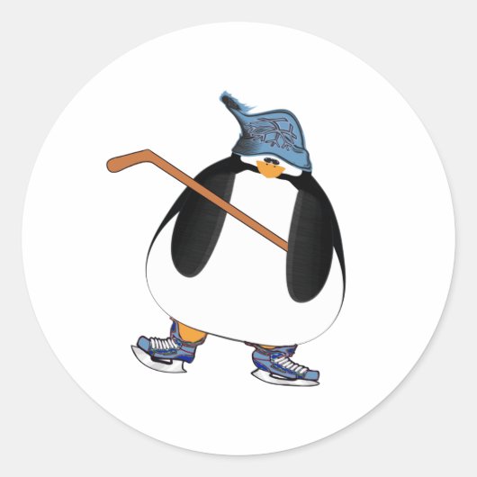 Hockey Penguin Ronde Sticker (Voorkant)