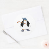 Hockey Penguin Ronde Sticker (Envelop)