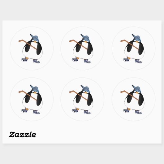Hockey Penguin Ronde Sticker (Vel)
