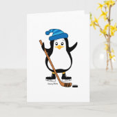 Hockey Penguin Wenskaart Kaart (Gele Bloem)