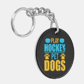 Hockey Pet-honden afspelen Sleutelhanger (Voorkant Links)