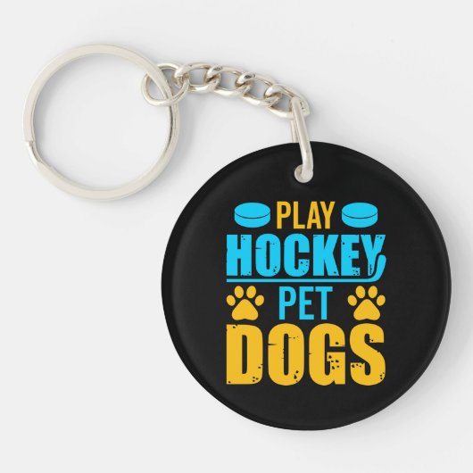 Hockey Pet-honden afspelen Sleutelhanger (Voorkant)