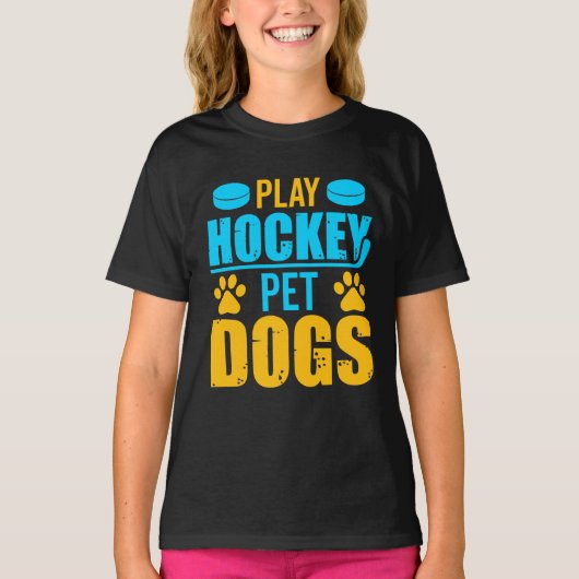 Hockey Pet-honden afspelen T-shirt (Voorkant)