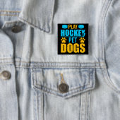 Hockey Pet-honden afspelen Vierkante Button 5,1 Cm (In situ)