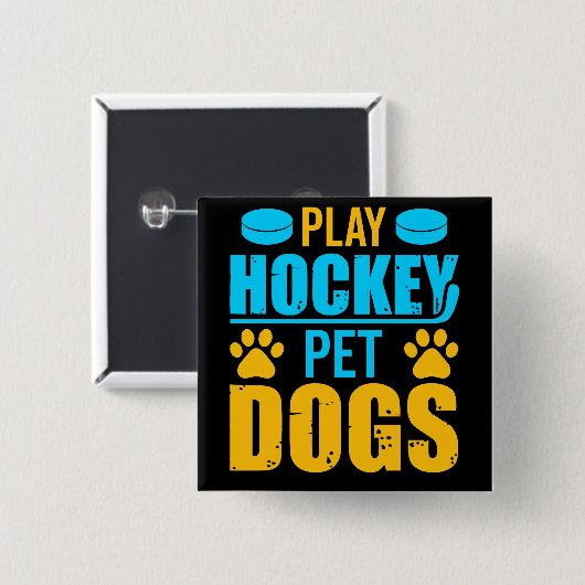 Hockey Pet-honden afspelen Vierkante Button 5,1 Cm (Voorkant /achterkant)