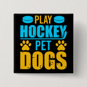 Hockey Pet-honden afspelen Vierkante Button 5,1 Cm (Voorkant)