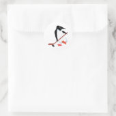 Hockey pinguïn ronde sticker (Tas)