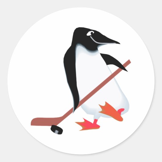 Hockey pinguïn ronde sticker (Voorkant)