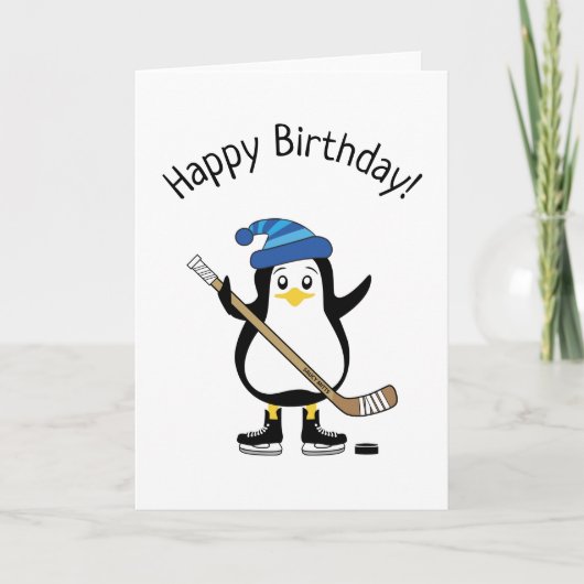 Hockey Pinguïn Verjaardagskaart Feestdagen Kaart (Voorkant)