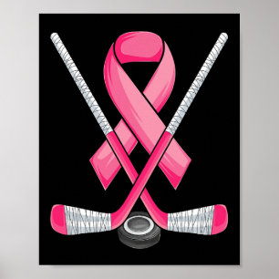 Hockey Pink Ribbon Breast Cancer Bewustheid Sport Poster