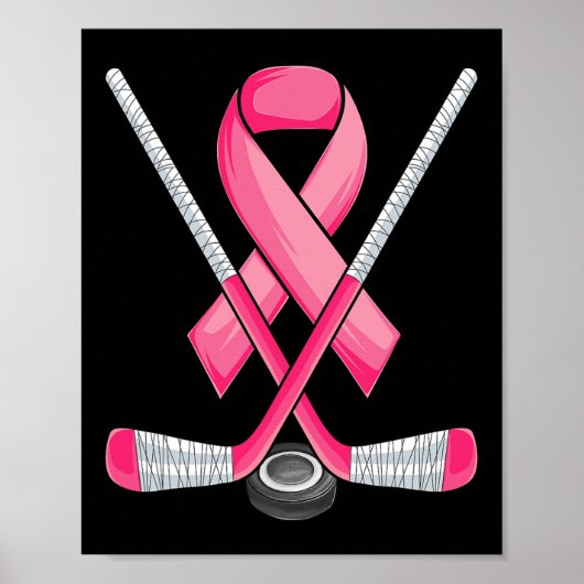 Hockey Pink Ribbon Breast Cancer Bewustheid Sport  Poster (Voorkant)
