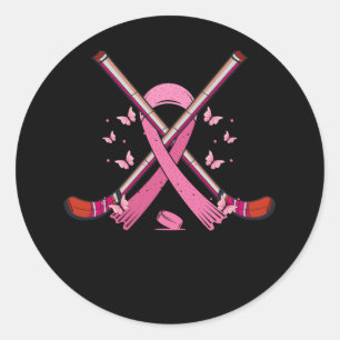 Hockey Pink Ribbon Breast Cancer Bewustheid Sport  Ronde Sticker