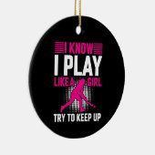 Hockey Play als een meisje Keramisch Ornament (Rechts)