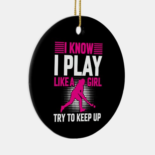 Hockey Play als een meisje Keramisch Ornament (Rechts)