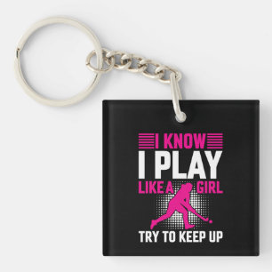 Hockey Play als een meisje Sleutelhanger