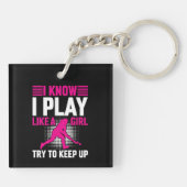 Hockey Play als een meisje Sleutelhanger (Achterkant)