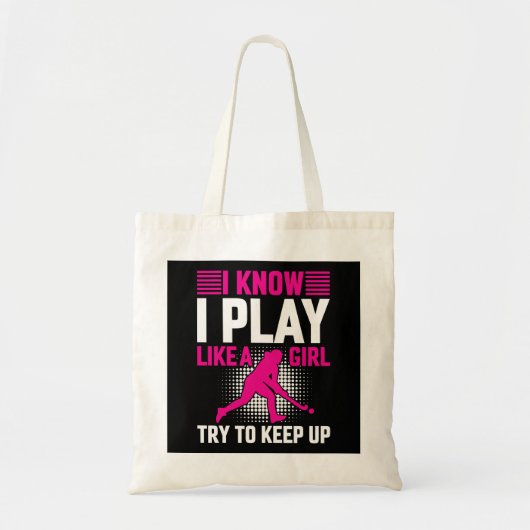 Hockey Play als een meisje Tote Bag (Voorkant)