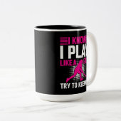 Hockey Play als een meisje Tweekleurige Koffiemok (Voorkant rechts)