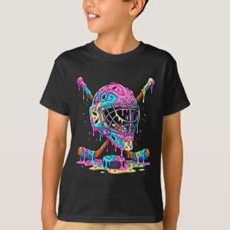 Hockey Player Boys Kids Ice Hockey Dripping Ice T-shirt