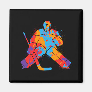 Hockey Player Colorful Goalkeeper Boys Ice Hockey Magneet
